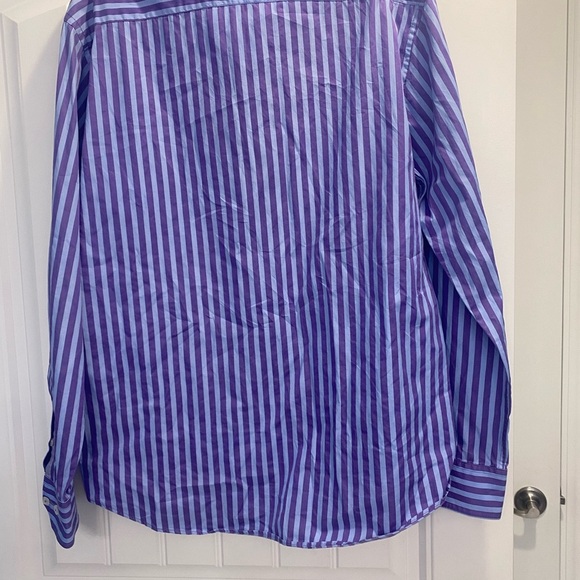 Mens Bugatchi button down shirt Purple blue stripes size large shape fit - Picture 2 of 11